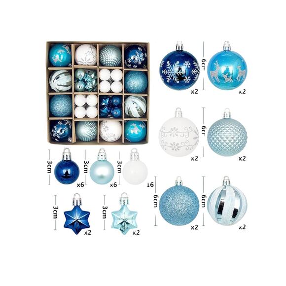 Christmas Ornament Gift Set (blue and white)*Plastic looks glass - Picture 1 of 1